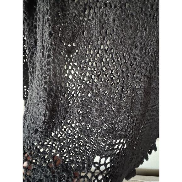 JH Collectibles Crochet Sweater Women’s Plus Size 1X Black Shimmer Boho V Neck - Picture 6 of 8